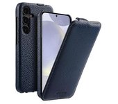 Funda Protectora De Cuero De Vaca Genuino Para Teléfono Samsung Galaxy S24 Plus Con Tapa Vertical-dark Blue