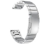Correa Para Garmin Fenix ​​​​7x Solar 26 Mm Correa De Reloj De Acero Inoxidable Con Concha De Tortuga Plata Yemaesre