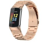 Correa Para Fitbit Charge 5 Correa De Reloj De Acero Inoxidable Con Tres Cuentas En Oro Rosa Yemaesre
