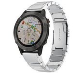 Correa Para Garmin Fenix ​​​​6 Gps 22 Mm Correa De Reloj De Acero Inoxidable Con Concha De Tortuga Plata Yemaesre