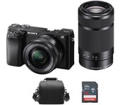 Sony A6100 Black Kit Selp 16-50mm F3.5-5.6 Oss Black + Sel 55-210mm F4.5-6.3 Oss Black + Camera Bag + 16gb Sd Card