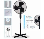 Ventilador De Pie Negro Oscilante 45w 40cm De Diámetro Altura Máxima 130cm 3 Velocidades