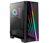 Aerocool Miragebk, Caja Pc Atx, Panel Frontal Led, Cristal Templado, Ventilador Argb 12cm