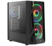 Aerocool Nighthawk Duo, Caja Pc Eatx,3 Ventiladores, Hub Control, Panel Cristal Templado, Negro