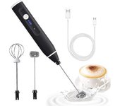 Espumador De Leche Eléctrico Con Batidor Doble, Recargable Por Usb, Negro