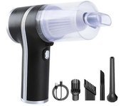 Aspiradora De Coche Con Iluminación, Aspiradora De Mano De 9000pa Con Taza Transparente, Aspiradora Recargable Con Detalles, Color Negro
