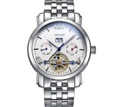 Reloj De Negocios Automático Analógico Oblongo Con Fecha Plateada Y Acero Inoxidable