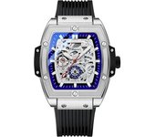 Reloj De Pulsera Mecánico Automático Con Correa De Silicona Y Esqueleto De Lujo Para Hombre