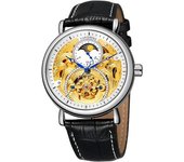 Reloj De Pulsera Deportivo Con Correa De Cuero Y Esfera Amarilla Triangular Mecánico Automático Para Hombre