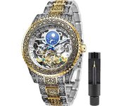 Reloj De Pulsera Esqueleto Automático De Acero Inoxidable Con Grabado De Lujo Para Hombre