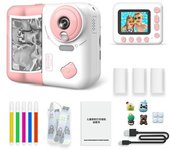 Cámara De Impresión Instantánea Para Niños 1080p Pantalla Ips De 2,4 Pulgadas Zoom 10x With Papel De Impresión Térmica Bolígrafo De Color Correa Para