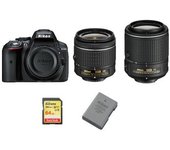 Nikon D5300 Kit Af-p 18-55mm F3.5-5.6g Vr + Af-s 55-200mm F4-5.6g Ed Vr Ii Dx + 64gb Sd Card + Nikon En-el14a Battery