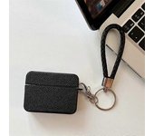 Funda Tipo E A Prueba De Golpes Para Apple Airpods 3 Con Textura De Lichi De Pu+tpu Y Correa Para Auriculares Bluetooth.