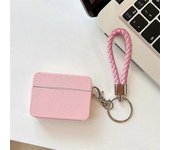 Funda Tipo A A Prueba De Golpes Para Apple Airpods 3 Con Textura De Lichi De Pu+tpu Y Correa Para Auriculares Bluetooth.