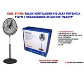 Ventilador De Pie Talox Alta Potencia 110w 3 Velocidades 45 Ctvl45yp/fes-45a