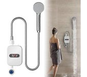 Calentador De Agua Eléctrico Instantáneo, Calentador De Agua Instantáneo De 3500w Con Cabezal De Ducha Y Tubería Para Baño