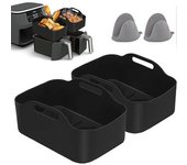 2pcs Silicone Pot For Dual Air Fryer, Silicone Air Fryer Liners Double Air Fryer Silicone Air Fryer Basket, Air Fryer Rack