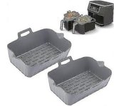 Silicone Air Fryer Lining (2 X Gray) For Rectangular Air Fryers, Air Fryer Accessories, Silicone Lining For Air Fryer Accessories, And Air Fryer Linin