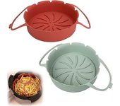 Pieces Air Fryer Silicone Pot, Silicone Air Fryer Basket With Handle, Reusable Air Fryer Liners, Air Fryer Accessory, For Airfryer, Microwaves, Oven