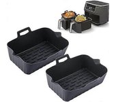Silicone Air Fryer Lining (2 X Black) For Rectangular Air Fryers, Air Fryer Accessories, Silicone Lining For Air Fryer Accessories, And Air Fryer Lini
