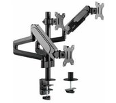 Soporte Para Mesa Tres Brazos 3 Pantallas 17 - 27 Aluminio Muelle De Gas Equip Inclinable Y Giratorio Max, Vesa 100x100