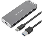 Qoltec Mini Aluminum Case | M.2 Ssd Bay | Nvme | Pcie | Usb 3.1 | Super Speed 10gb/s | 2tb | Silver
