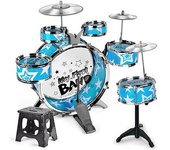 Kit De Tambores De Jazz Para Niños (incluye Un Taburete Plegable, Baquetas Y Un Pedal De Platillo Hi-hat)