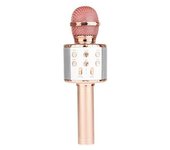 Micrófono De Karaoke Inalámbrico Bluetooth Portátil Para Niños Con Luces Led Oro Rosa
