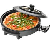 Sartén Eléctrica, Especial Pizza, 36 Cm, Tapa Cristal, Antiadherente, Termostato Ajustable, 3,5cm Negro 1500w Clatronic Pp 3402