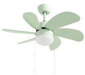 Ventilador 6 Aspas De Techo Con Luz Ø82cm Color Verde