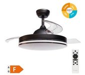 Ventilador De Techo "oliveri" Con Luz Led Regulable Y Mando A Distancia (36w 3cct 3547lm Con Aspas Retráctiles) Color Negro