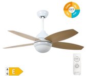 Ventilador De Techo Con Luz 4 Aspas Ø106 Blanco/haya Motor Ac