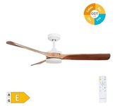 Ventilador De Techo "misstreta" Con Luz Led Regulable Y Mando A Distancia (40w 3cct 1534lm) Color Blanco Y Efecto Madera