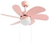 Ventilador 6 Aspas De Techo Con Luz Ø82cm Color Rosa