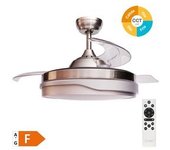 Ventilador De Techo "lentini" Con Luz Led Regulable Y Mando A Distancia (36w 3cct 3547lm Con Aspas Retráctiles) Color Níquel