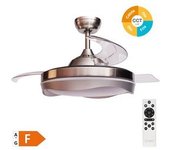 Ventilador De Techo "nicosia" Con Luz Led Regulable Y Mando A Distancia (36w 3cct 3547lm Con Aspas Retráctiles) Color Níquel