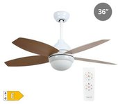 Ventilador De Techo Con Luz 4 Aspas Ø92cm Blanco/haya