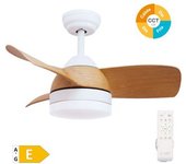 Ventilador 3 Aspas De Techo Con Luz Ø76cm Color Blanco/haya