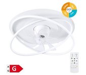 Ventilador De Techo Rotativo "olmeto" Con Luz Led Regulable Y Mando A Distancia (36w 3cct 4827lm) Color Blanco