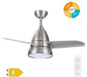 Ventilador 3 Aspas De Techo Con Luz Ø93cm Color Níquel
