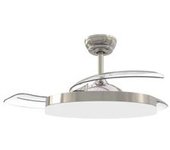 Ventilador Techo Tungati Con Luz Cct Regulable Y Mando Ø107 3 Aspas Retráctiles Dc Níquel