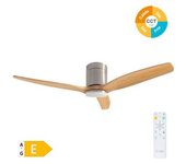 Ventilador De Techo Con Luz De 3 Aspas De Madera Ø132 Cm Níquel/haya