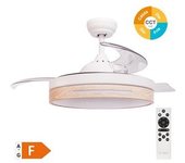 Ventilador De Techo "buccheri" Con Luz Led Regulable Y Mando A Distancia (36w 3cct 3547lm) Color Blanco Y Efecto Madera