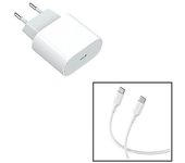 Kit Base Type C Carga Rápida 20w + Cable 100w 5a 100cm Accetel Usb-c - Usb-c Lekus Compatible Con Movil Apple Iphone 15 Pro Max - Blanco