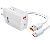 Kit De Carga Ultrarrápida Usb-a De 120 W + Cable Tipo A A Tipo C Gift4me Compatible Con Movil Xiaomi Blanco