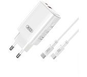 Kit Base De Carga Dual (usb-c,usb-a) Pd 65w Ce17 + Cable Rápido Tipo C De 100w Gift4me Compatible Con Movil Huawei Blanco