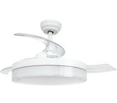 Ventilador De Techo Con Aspas Retráctiles, Control Remoto, 3 Opciones De Luz, 3 Aspas, 106cm Diámetro, Temporizador Jocca - Blanco