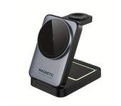 Cargador Gusshious 3 En 1, Soporte Magnético Inalámbrico Plegable Para Iphone, Reloj Y Auriculares.