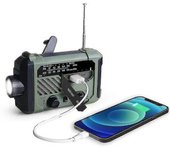 Radio Portátil Con Manivela, Linterna De Emergencia 3 En 1, Carga Solar