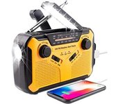 Radio Solar De Emergencia, 2500 Mah, Manivela, Portátil, Con Alerta Meteorológica, Am/fm, Resistente Al Agua Ipx5.